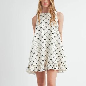 ***BRAND NEW W/ TAG Milagros Bow Flocking Textured Mini Dress size S